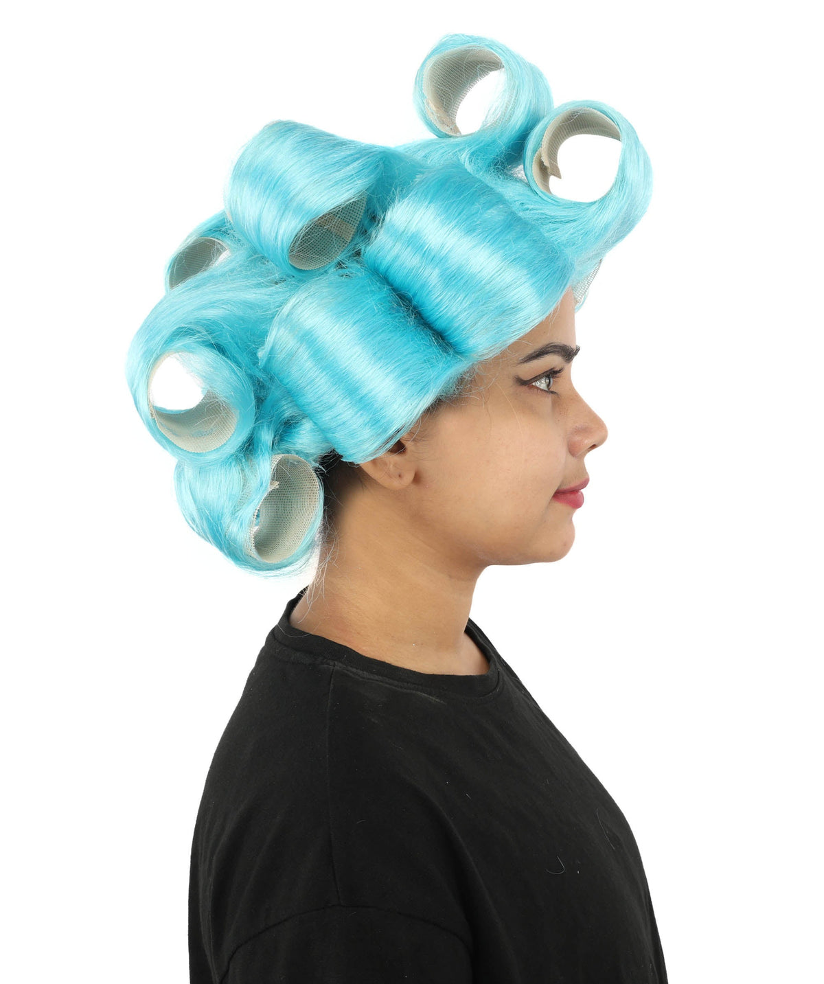 HPO Adult Women's Retro Roller Set Pink Wig | Multiple Color Options, create of synthetic fiber, large cylindrical curler texture, capless cap | Party, Halloween, theater, drag, performance, costume events