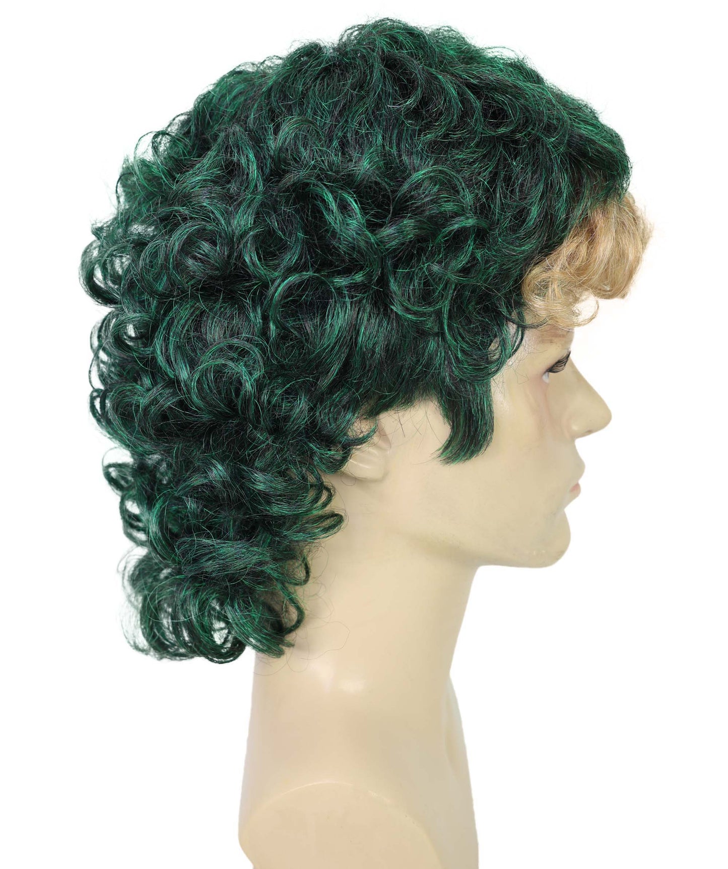 HPO Men’s Permed Bang Multicolor Wig – Flame-Retardant Synthetic Wig with Curly Front Fringe | Breathable Capless Cap Design | Cosplay & Party Hair