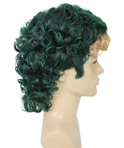 HPO Men’s Permed Bang Multicolor Wig – Flame-Retardant Synthetic Wig with Curly Front Fringe | Breathable Capless Cap Design | Cosplay & Party Hair