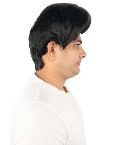 HPO Adult & Teen Men's Sleek Updo Theatrical Wig | Icy silver tone, create of synthetic fiber, striking swept front volume, breathable base | Party, Halloween, theater, drag, performance, costume events