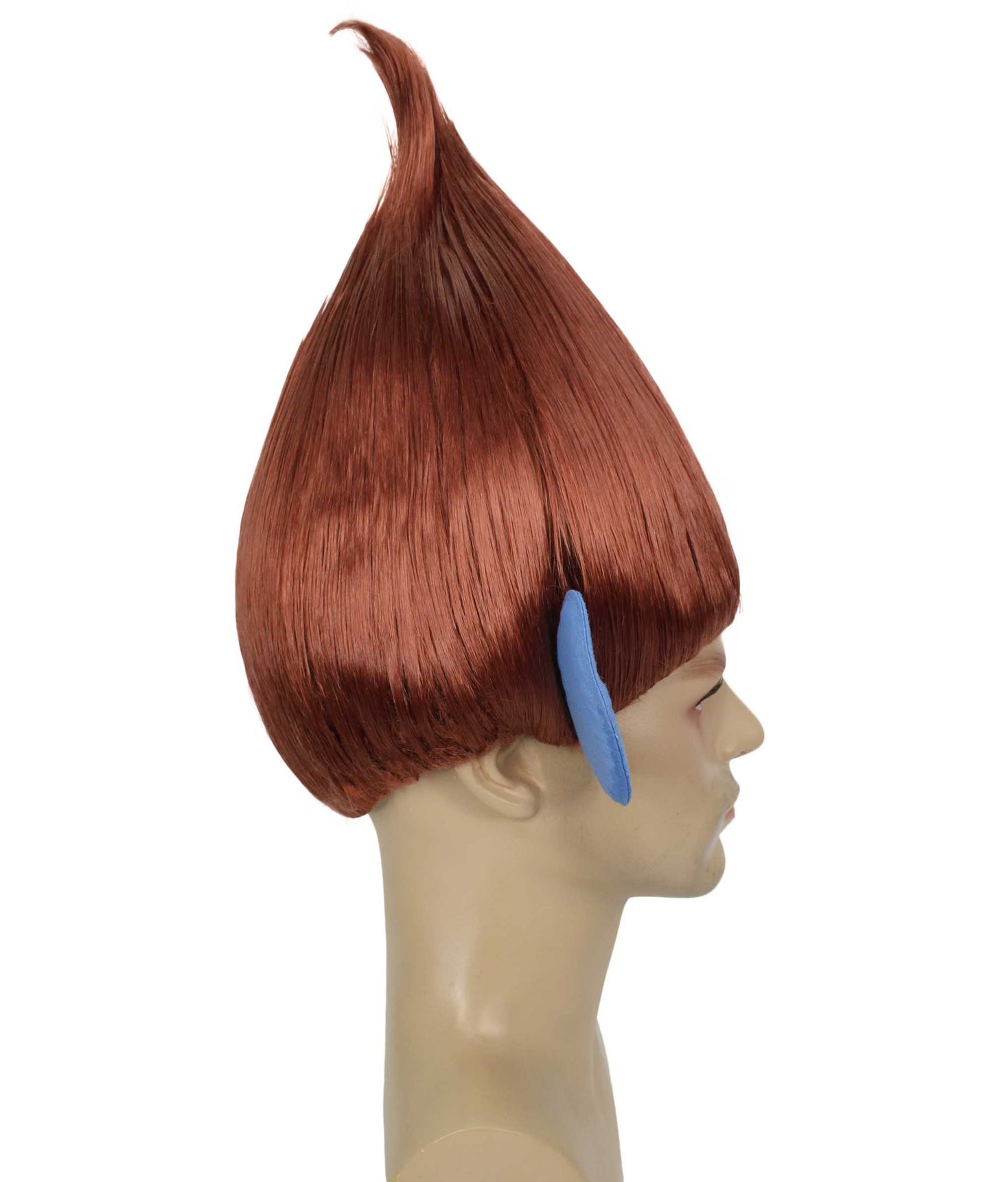 HPO Men's Pointy Diamond Guy Troll Wig with Blue Ears,Multiple Color,Flame-Retardant Synthetic Fiber