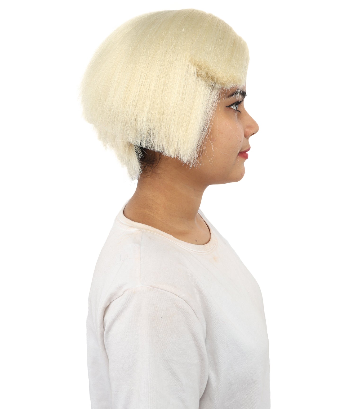 HPO Women’s Neon Yellow Bob Wig with Bangs—Bright Straight Cut Wig | Celebrity Inspired Hairpiece for Party, Halloween and Cosplay