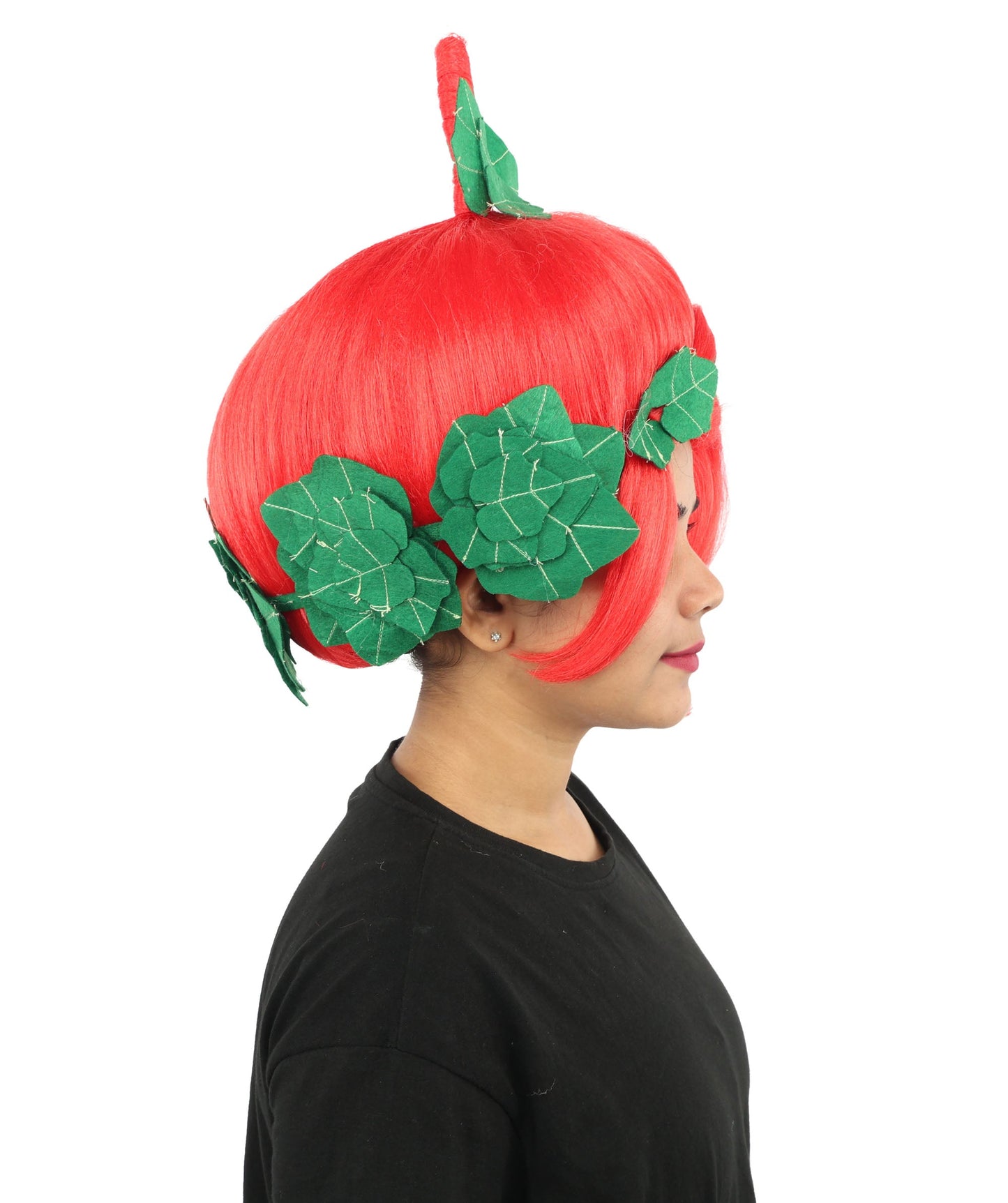 HPO Adult Women's Sculpted Pumpkin Show Wig | Multiple Color Options | Create of synthetic fiber, massive spherical updo with green leaf accents, breathable base | Halloween, theater, drag, performance, party, costume events