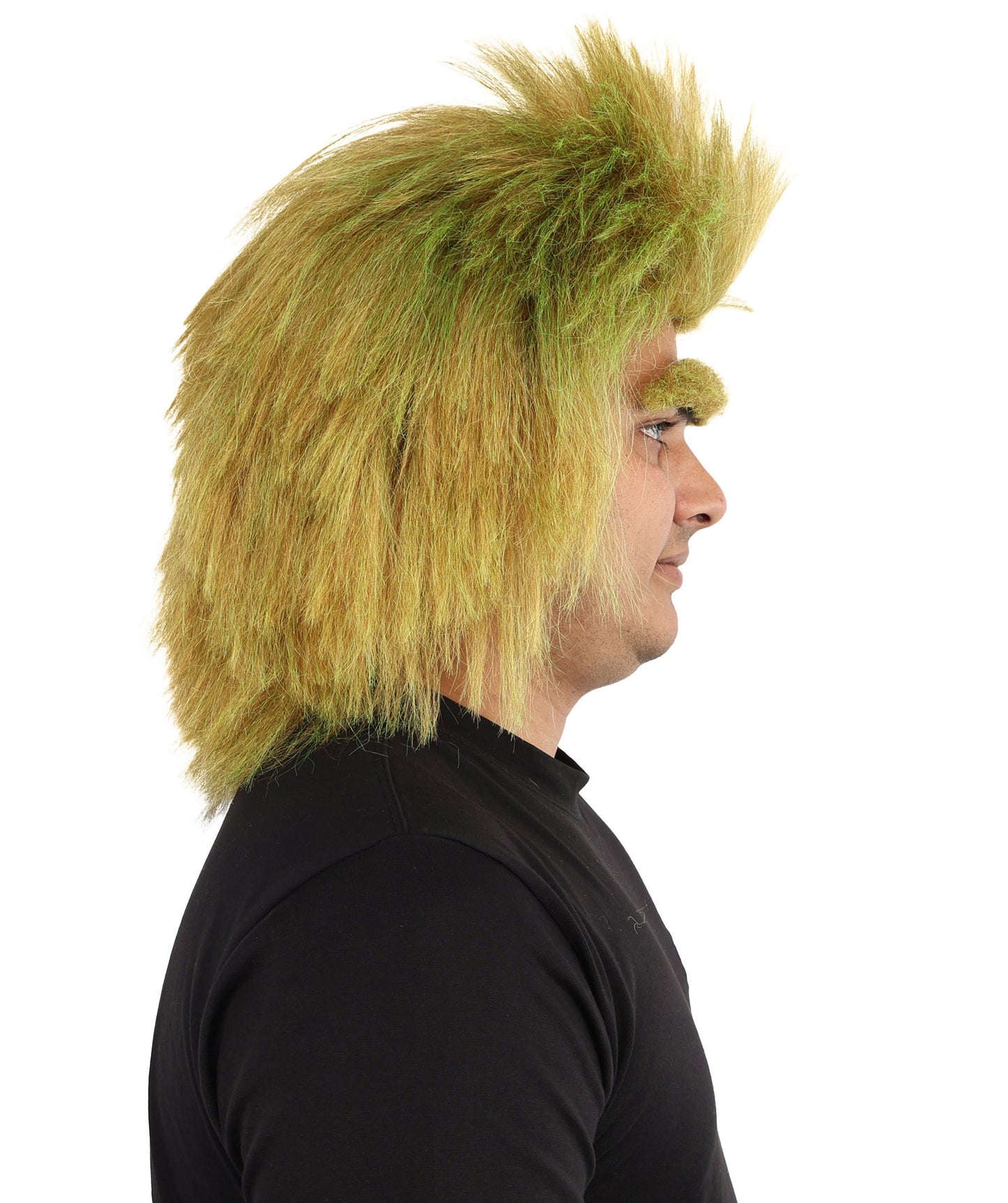 HPO Men's Mythical Creature Wig | Mossy Multicolor Frizzy Texture Voluminous Hair With Eyebrows | Party Halloween Cosplay Theater Drag Performance Costume Events