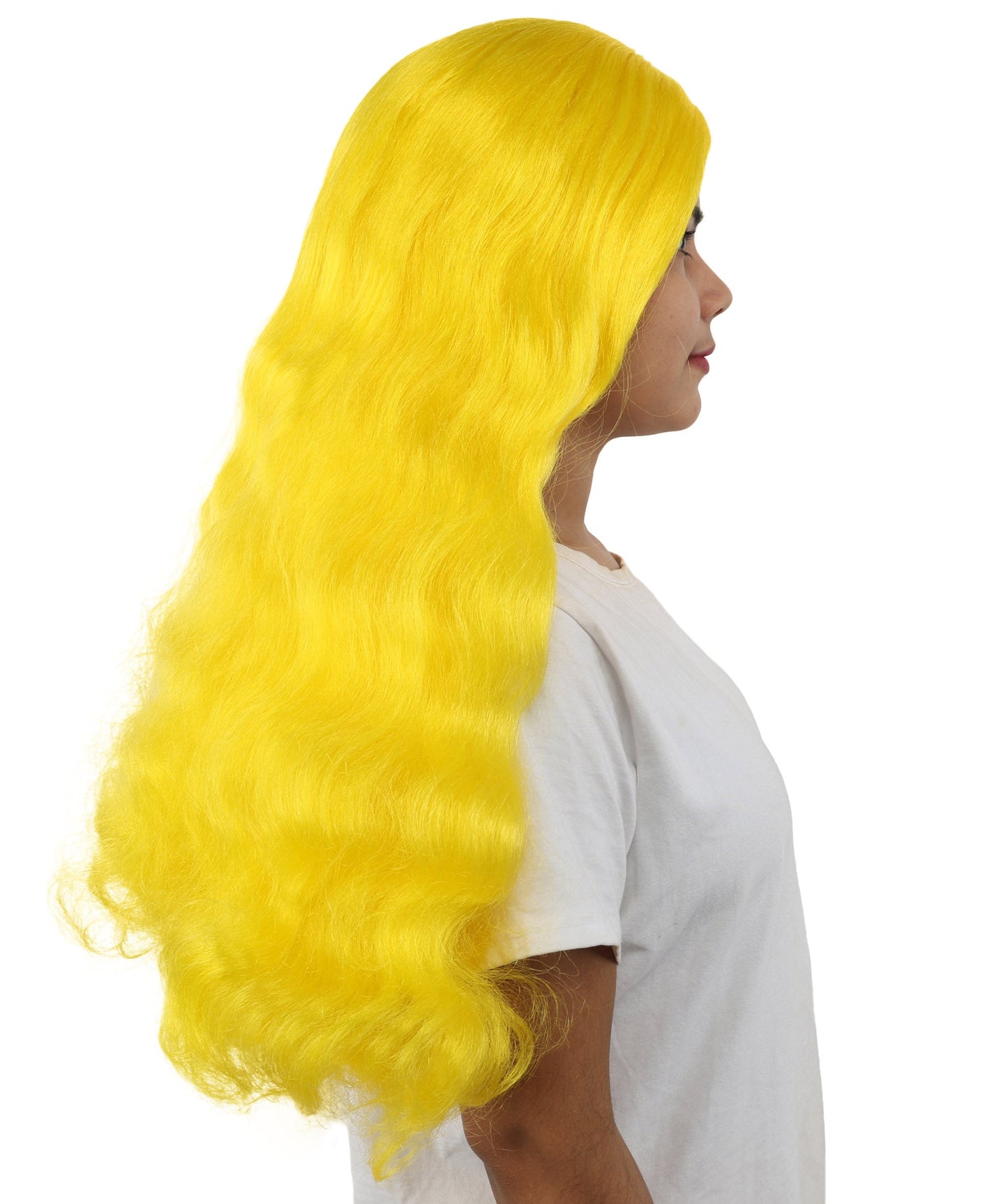 HPO Adult Women's Long Wavy Wig | Multiple Color Options | Center Parted Ginger Curls with Voluminous Ends, Heat Resistant Synthetic Fiber & Breathable Cap | Halloween, Teen Roleplay, Theater, Themed Party & Costume Events