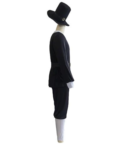 Men’s Thanksgiving Pilgrim Costume Set | Top Pants Socks Hat Belt | Black and White Size Options