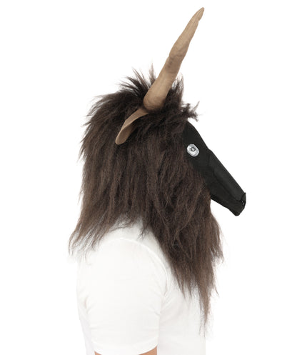 HPO Adult Men's Goat Fur Costume Bundle & Mask Set – Dark Brown Full Body Animal Outfit for Halloween and Cosplay  | Flame-Retardant Synthetic Fiber