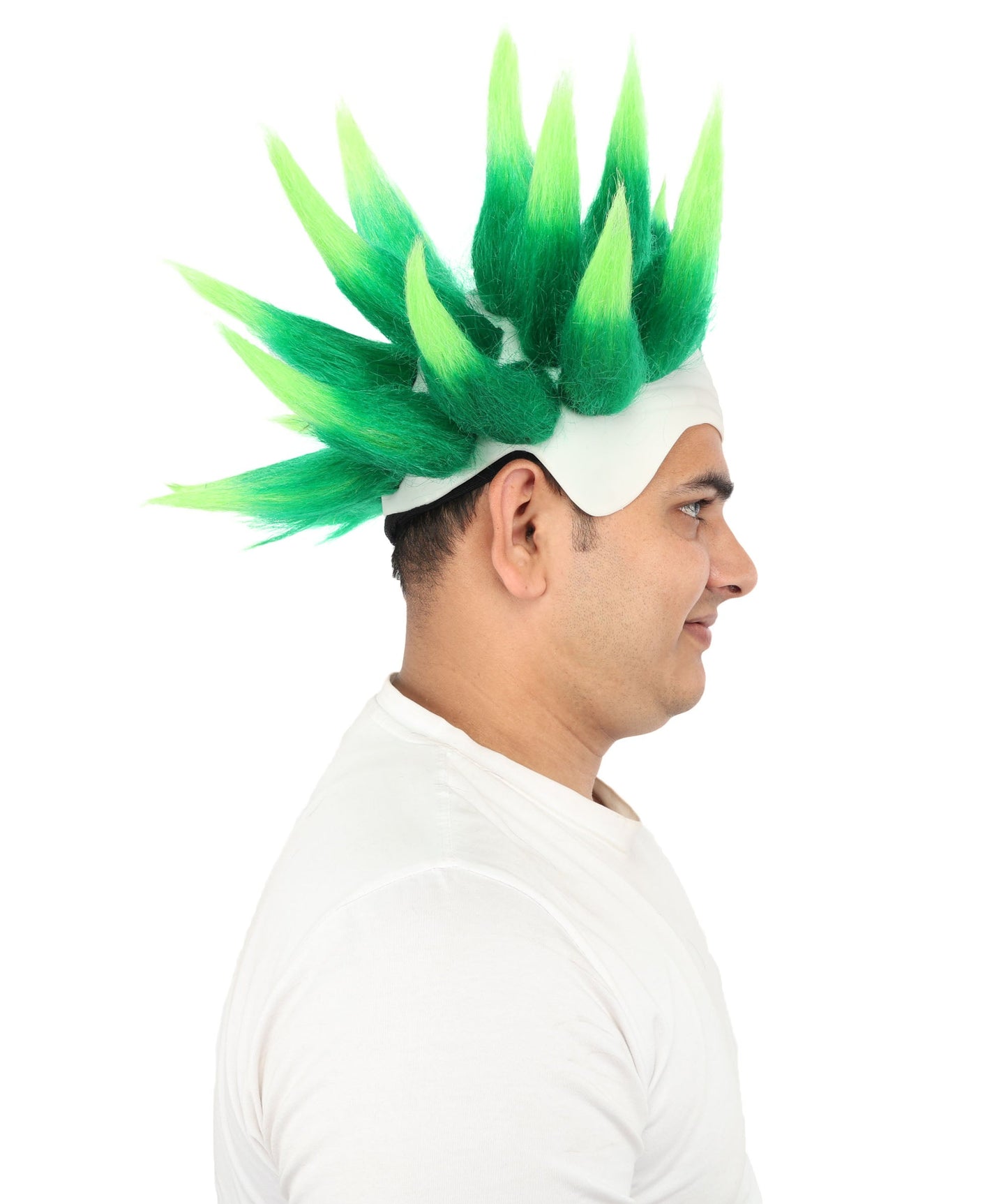 HPO Adult Men's Spiky Bald Illusion Wig | Multiple Color Options  |  Two-tone vibrant hue, create of synthetic fiber, stiff spiked volume, integrated forehead piece | Party, Halloween, theater, drag, performance, costume events