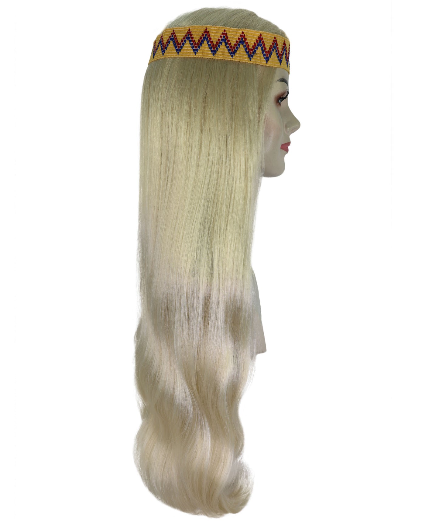 HPO Adult Female WIG Hippie Long with Headband – Boho Multiple Wigs Premium Breathable Capless Cap with Flame Retardant Synthetic Fiber Hair