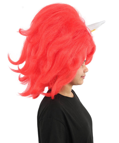 HPO Adult Women's Long Red Bob Wig | Straight Shoulder-Length Black Hair with Blunt Bangs, Included Accessory Set & Breathable Cap | Halloween, Anime Roleplay, Costume Party & Daily Wear