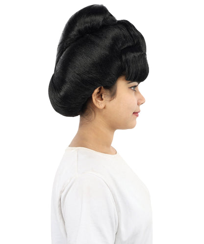 Medium Bold Glam Party Wig | Vibrant Synthetic Black & White Hairstyle with Adjustable Cap for Halloween, Cosplay, Festivals, Stage Performances & Roleplay