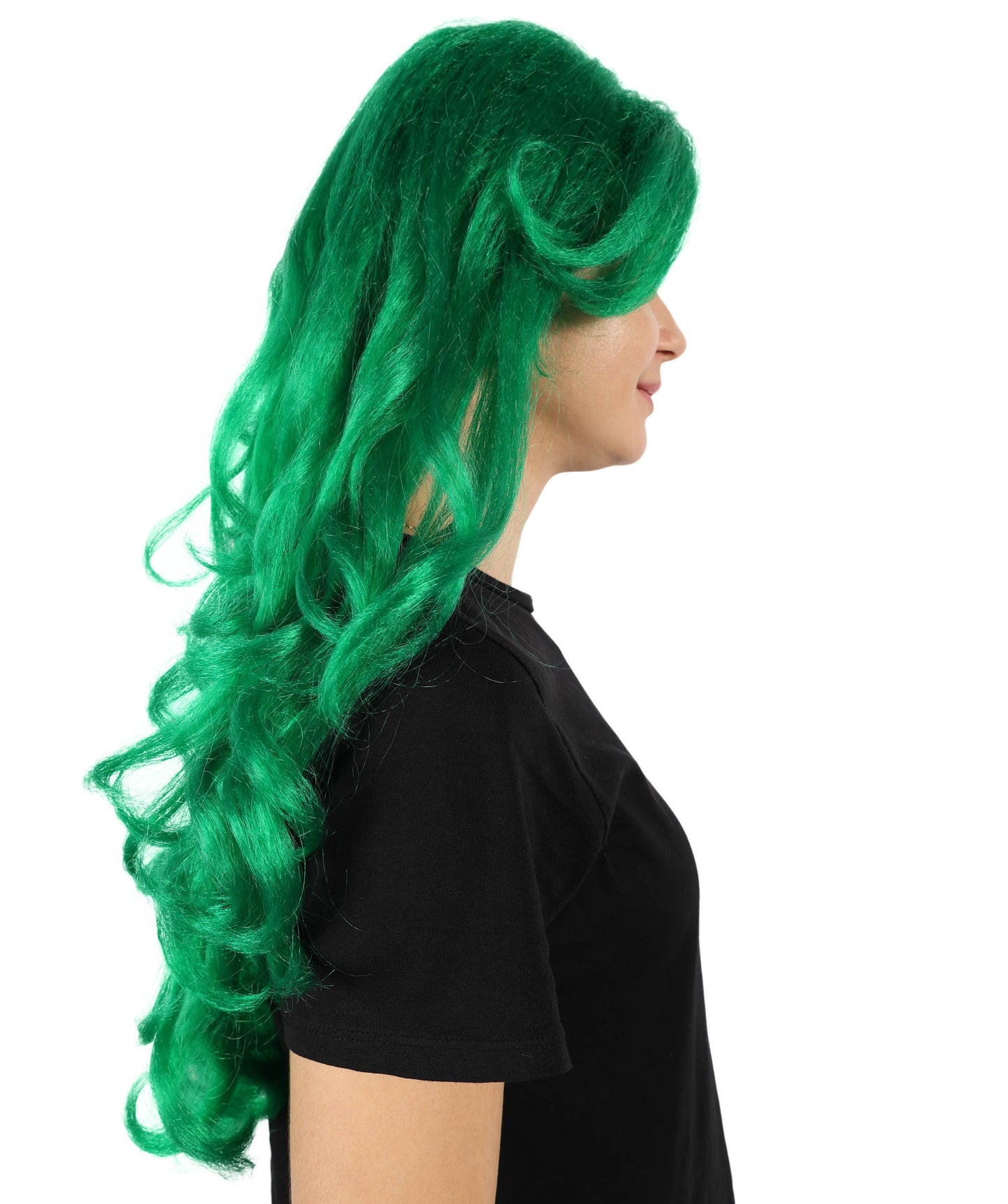 HPO Women’s 60cm Extra Long Wavy Green Wig | Mermaid-Inspired Fantasy Wig for Costume, Anime, and Themed Events