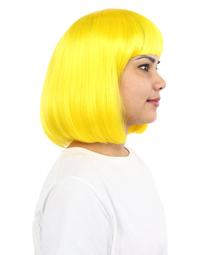 Adult Women’s Medium Bob Wig with Bangs – Layered Hairstyle with Soft Synthetic Fibers & Smooth Texture With Standard Cap | Stylish Hairpiece for Cosplay, Parties & Photo Shoots | Multicolor Options