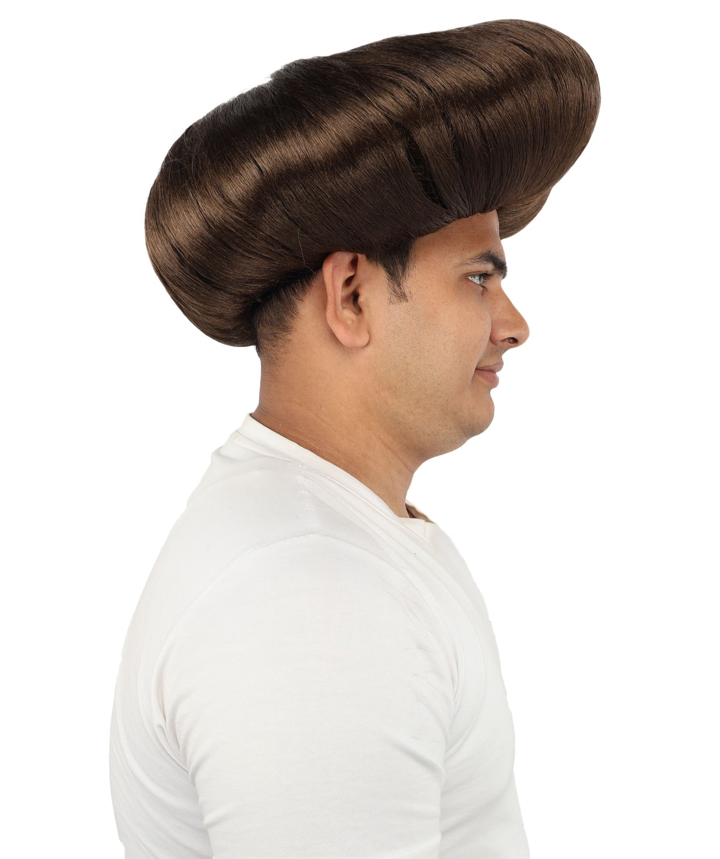 HPO Men's Mad Scientist Wig | High Volume White Vertical Hair with Faux Bald Cap Top & Structured Styling | Halloween Costume Party Theater Prop & Dress Up Accessory | Multicolor Options