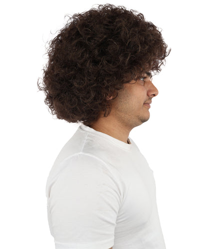 HPO Men's Soft Curly Afro Wig with Multiple Color Options | Flame-Retardant Synthetic Fiber | Perfect for Halloween, Cosplay and Themed Parties