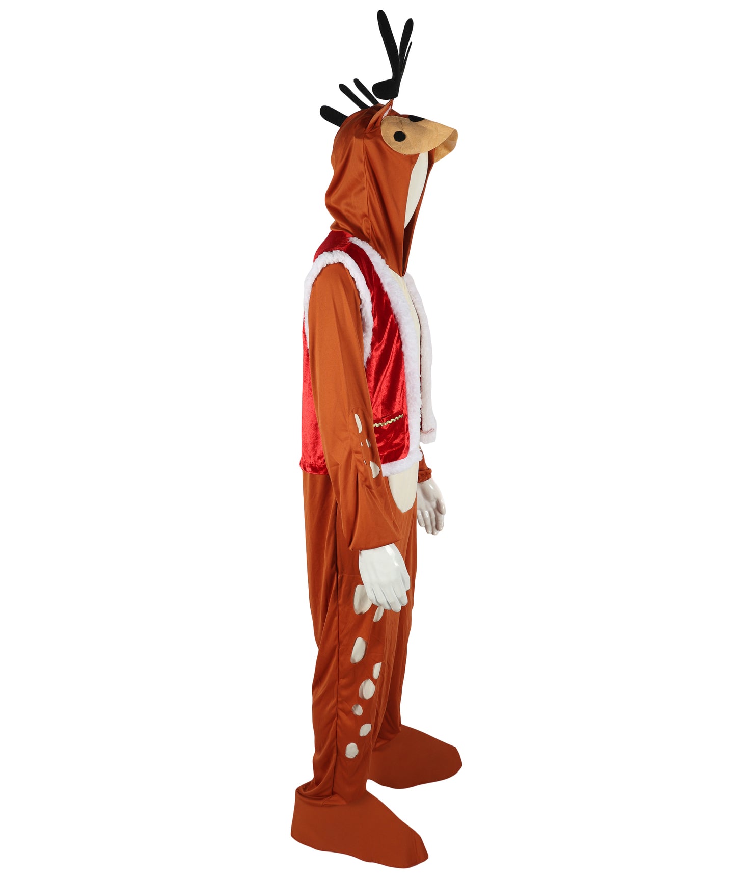 HPO Adult Man's  Reindeer Rider Brown and Red Costume | Holiday Cosplay & Party Fun Outfit