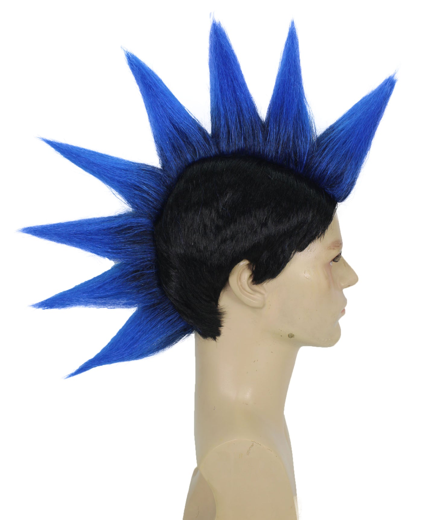HPO Adult Men's Karate Cobra Mohawk Blue & Black Wig – Perfect for Halloween & Cosplay, Premium Breathable Capless Cap