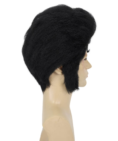 HPO Men’s Elvis Wig | Black Pompadour Hairpiece for Rock Star Look | Halloween Parties, Stage Acts & Themed Events