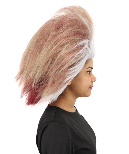HPO Women's Swept Crest Theatrical Wig | Multi-tonal red and white hues, create of synthetic fiber, massive swept fan volume, breathable base | Party, Halloween, theater, drag, performance, costume events
