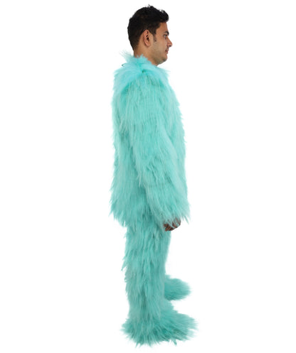 HPO Unisex Blue Furry Monster Costume, Mask and Bundle Set | Full Body Fur Costume with Matching Mask | Soft Plush Halloween Cosplay Outfit for Parties, Mascots & Performers