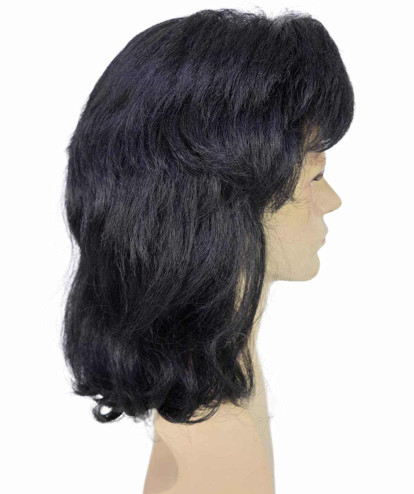 HPO  Men’s Signer-Inspired Black Wavy Wig | Halloween and Cosplay Wig | Flame-retardant Synthetic Fiber