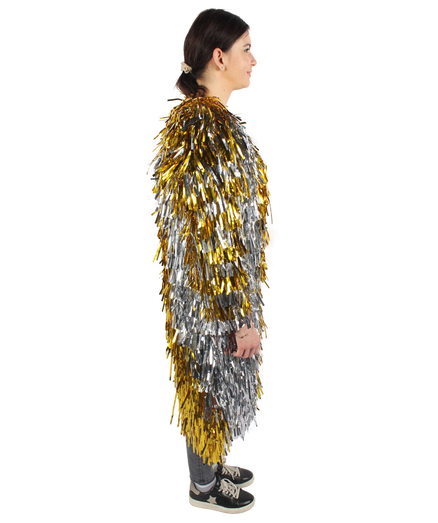 HPO Women's Gold & Glitter Tinsel Trenchcoat, Perfect for Halloween