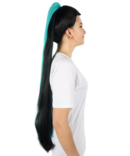 HPO Women LOL KDA The Baddest Kai'Sa Cosplay Wig | Long Ponytail Halloween Party Costume Wig |Ideal for Halloween or Themed Parties | Adjustable & Comfortable Fit