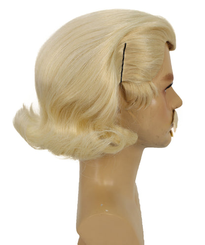 Men's Black Slick Back Dutch Van Der Linde Wig – Red Dead Redemption Inspired Costume Wig for Cosplay & Halloween – Realistic Long Curly Slick Back Hair Wig for Men