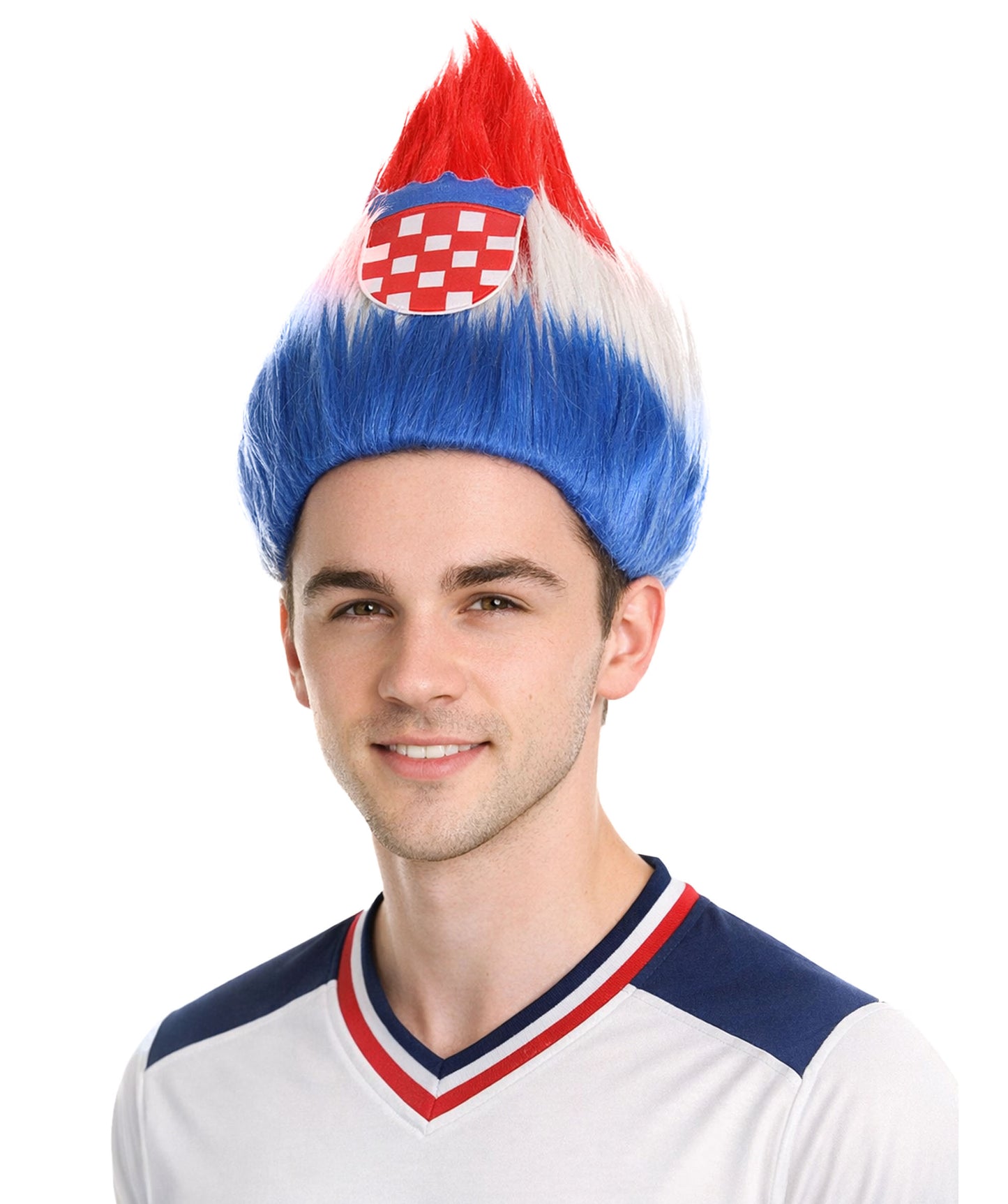 Croatia Flag Sport Troll Wig | Halloween Wigs | Premium Breathable Capless Cap