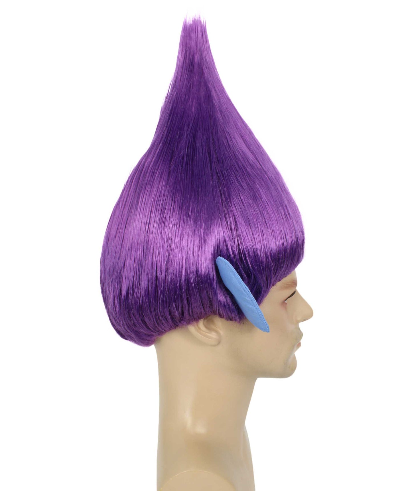 HPO Men's Pointy Diamond Guy Troll Wig with Blue Ears,Multiple Color,Flame-Retardant Synthetic Fiber