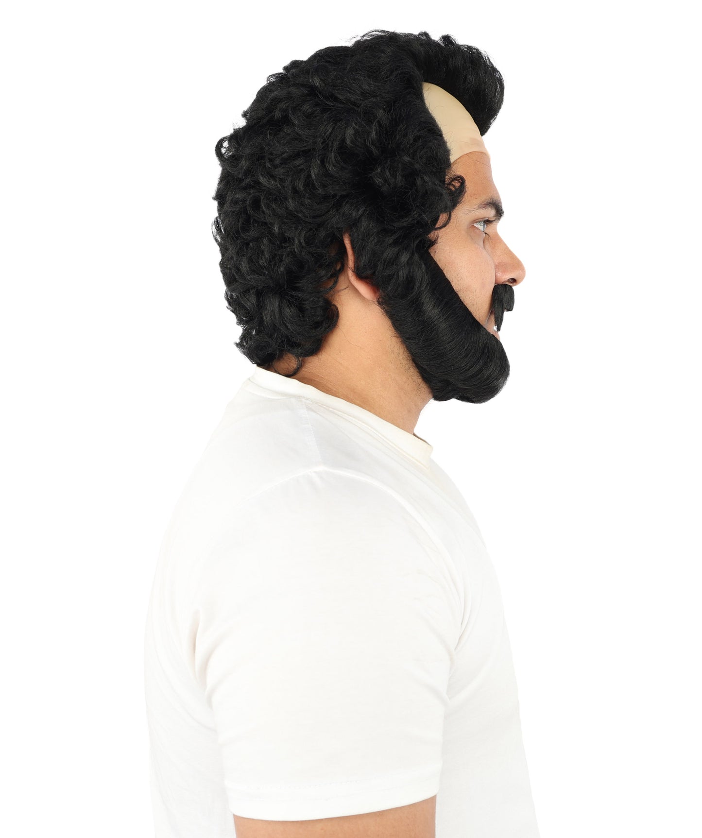 HPO Men’s Short Brown Curly Wig Beard & Mustache Set – Messy Sleepy Style Wig with Natural Afro Curls | Animated Movie-Inspired for Halloween & Cosplay Characters