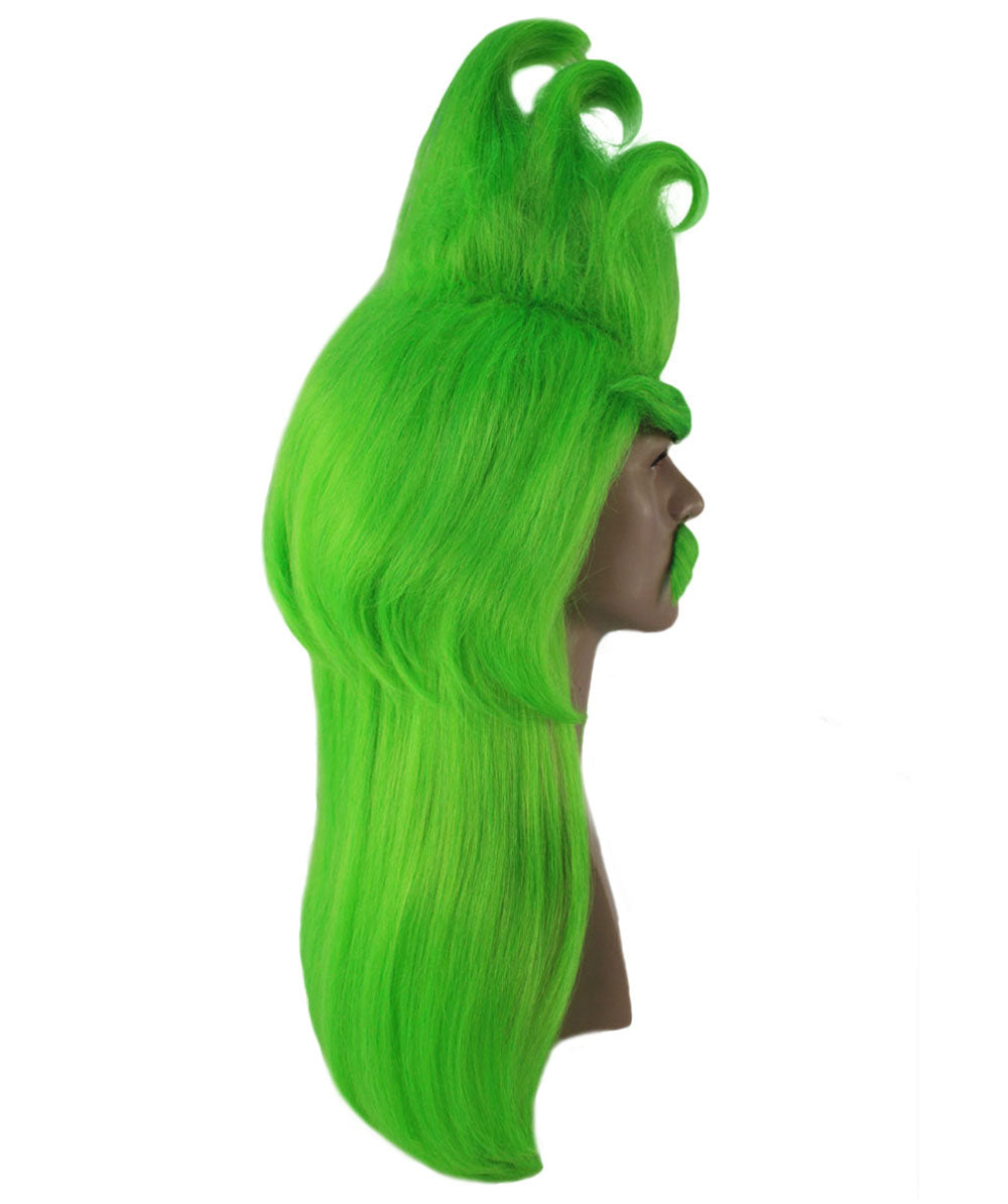 Santa Wig Eyebrows Moustache Full Set | Multiple Holiday Wigs | Premium Breathable Capless Cap