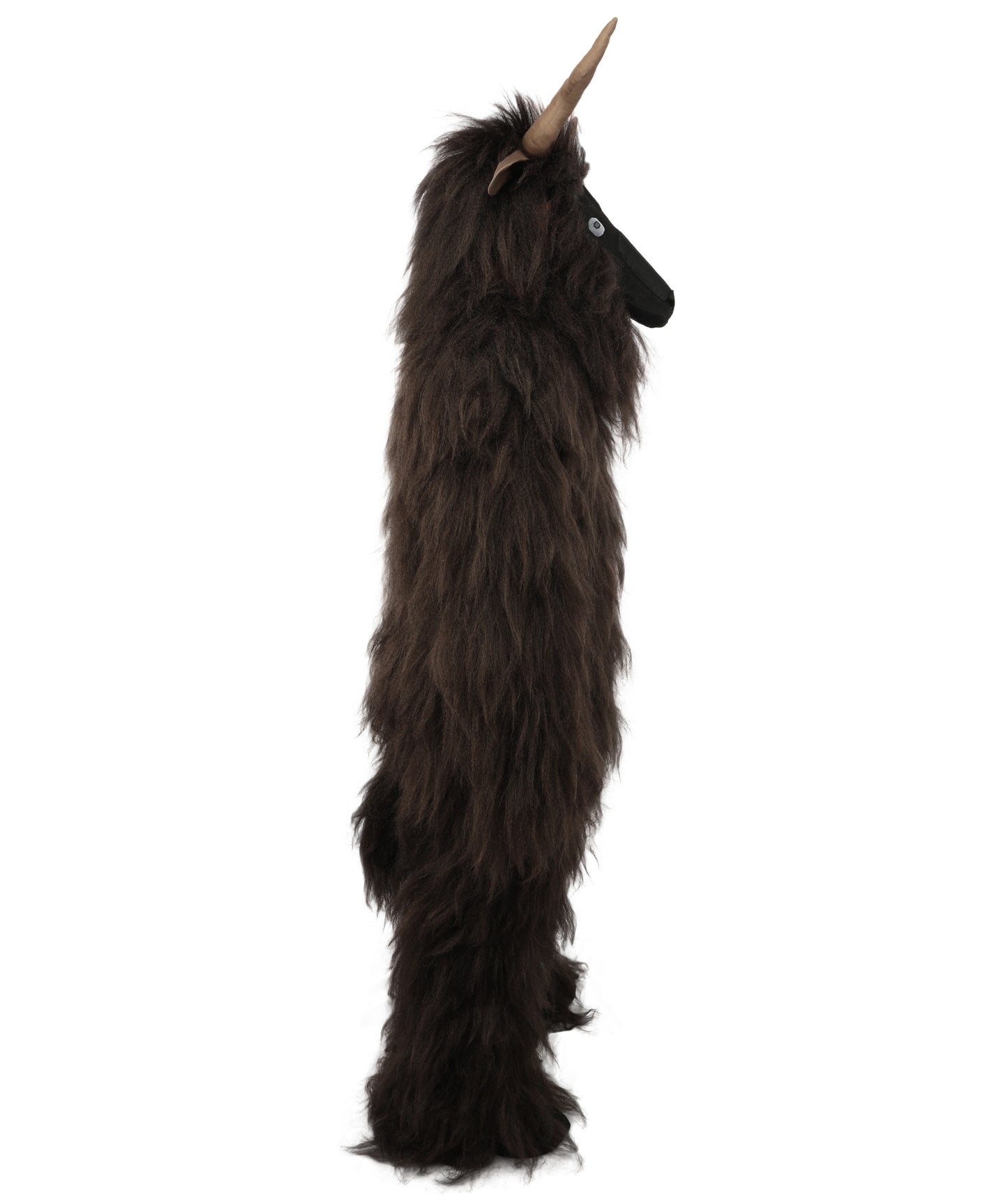 HPO Adult Men's Goat Fur Costume Bundle & Mask Set – Dark Brown Full Body Animal Outfit for Halloween and Cosplay  | Flame-Retardant Synthetic Fiber