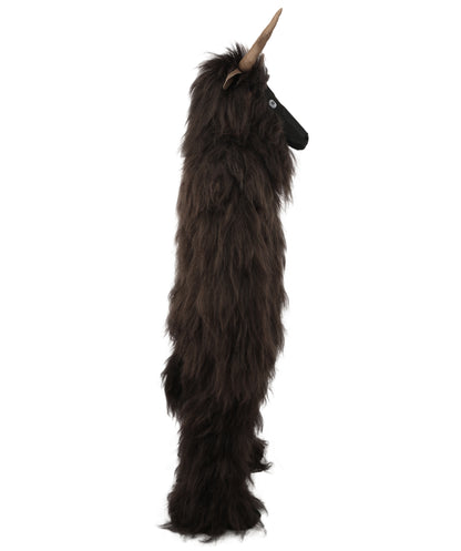 HPO Adult Men's Goat Fur Costume Bundle & Mask Set – Dark Brown Full Body Animal Outfit for Halloween and Cosplay  | Flame-Retardant Synthetic Fiber