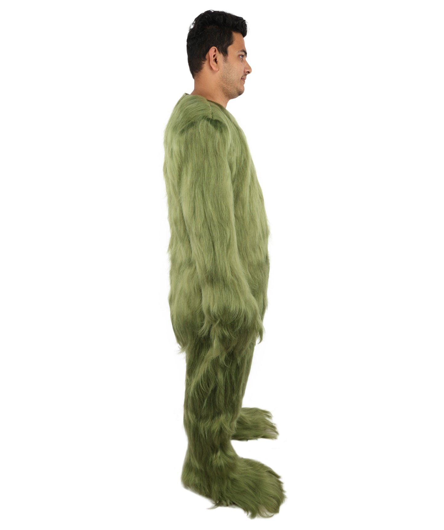 Furry Monster Grinch Christmas Olive Green Santa Costume, Ideal for Halloween
