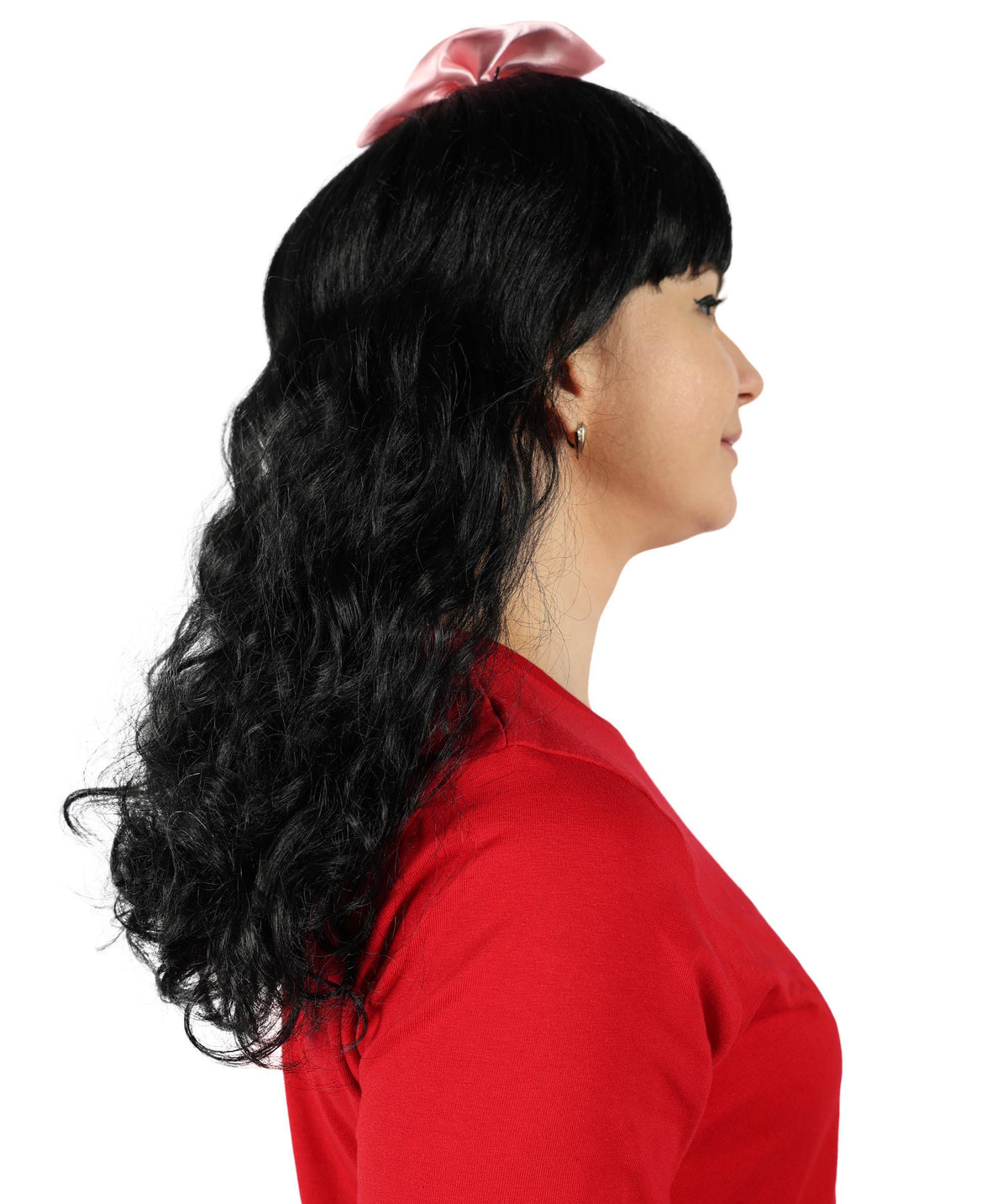 Women's Doll Wig | Pink Bow Purple & Black Wig | Premium Breathable Capless Cap