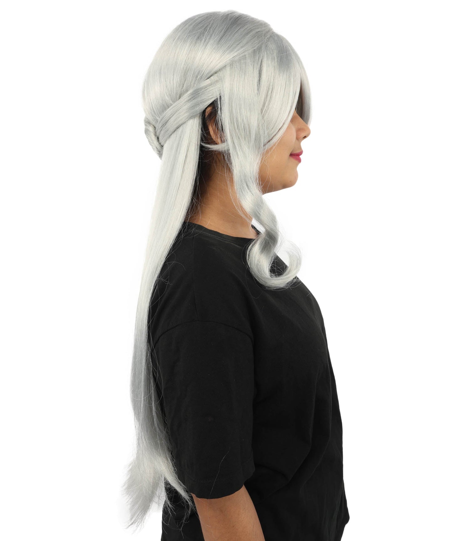 HPO Adult Women's Anime Character Wig | Multiple Color Options | Synthetic Fiber with Side Swept Bangs and Top Tuft | Halloween Party and Comic Con Events