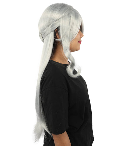 HPO Adult Women's Anime Character Wig | Multiple Color Options | Synthetic Fiber with Side Swept Bangs and Top Tuft | Halloween Party and Comic Con Events