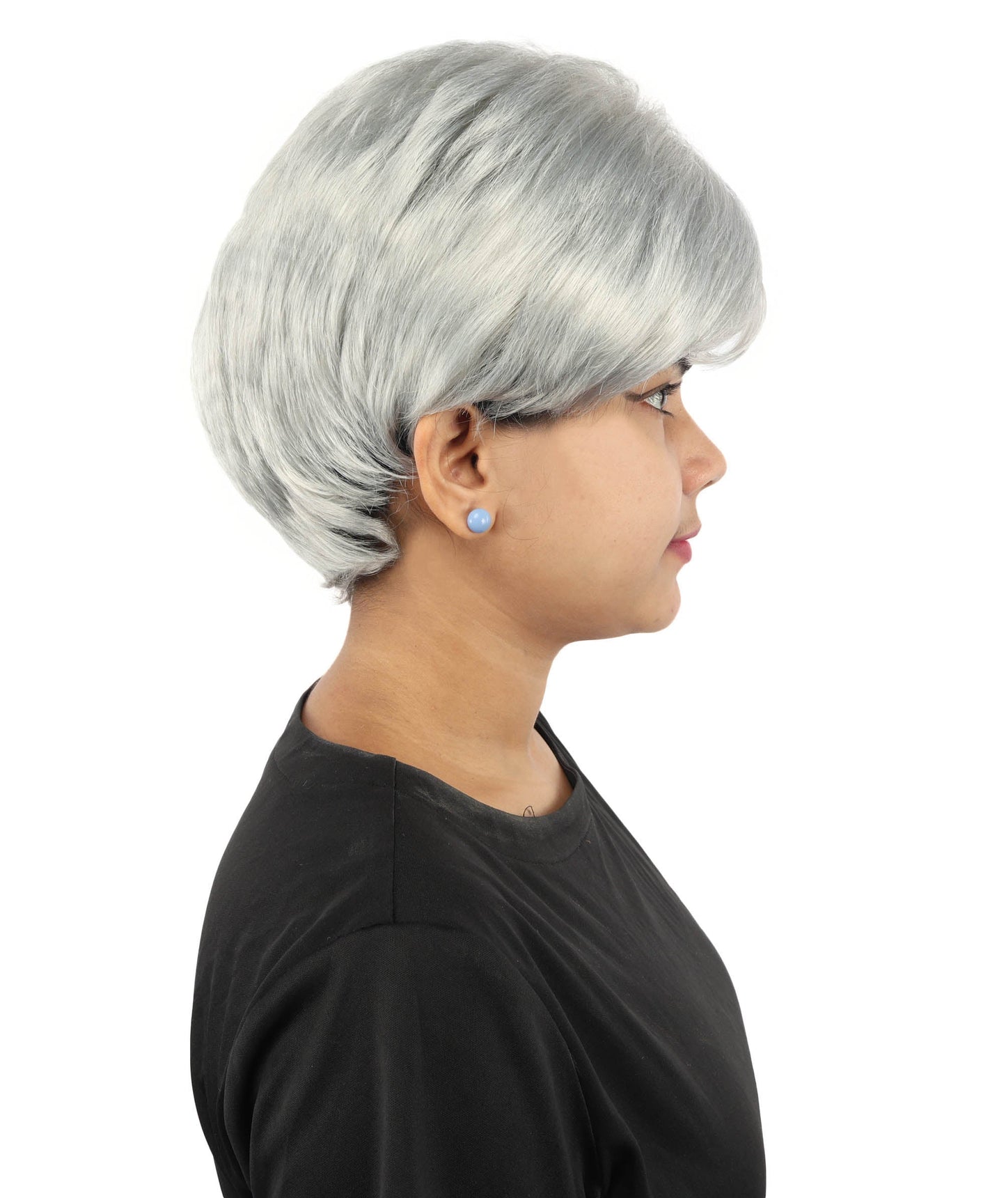 HPO Adult Women’s Short Black Wig | 10 Inch, Sleek and Smooth Bob Hairpiece | Ideal for Cosplay, Costume, and Themed Events
