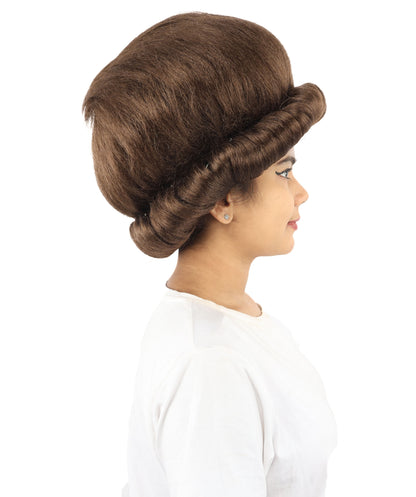 HPO Women's Voluminous Golden Blonde Grandma Wig | Medium Puffy Afro Style with Silver Texture, Synthetic Fiber & Adjustable Fit | Halloween, 100th Day of School, Theater & Funny Costume