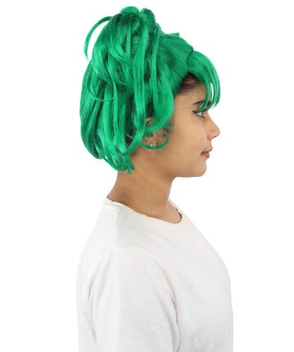 HPO Adult Women’s Messy Twin Bun Wig with Graphic Bangs | Multiple Color Options | Edgy Wig for Cosplay, Fashion Events, Halloween & Stage Wear | Adjustable Cap, Lightweight Synthetic Fiber