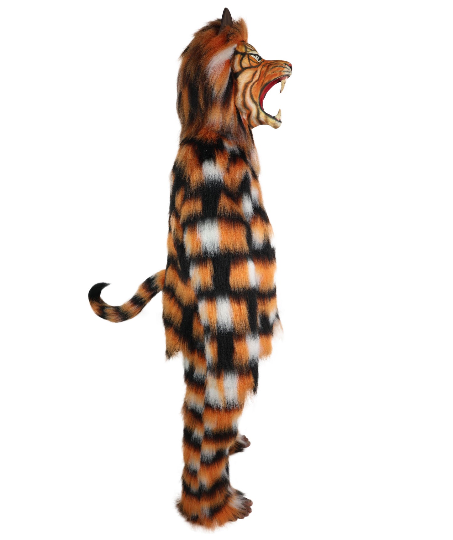 HPO Adult Unisex Fur Tiger Costume, Mask & Bundle Set | Realistic Fur Suit with Headpiece | Ideal for Halloween and Jungle Cosplay