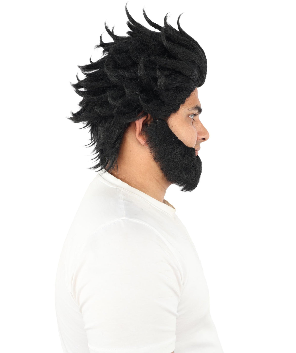 HPO Adult & Teen Men’s 11-Inch Spiky Wig with Beard Set | Multiple Color Options, Ideal for Cosplay, and Themed Events | Bold Style for Fun and Creative Looks