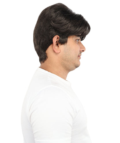 HPO Men's Lightweight Synthetic Short Dark Brown Wig | Natural Style & Capless Cap | Ideal for Halloween, Cosplay Drama, Theater & Party Looks