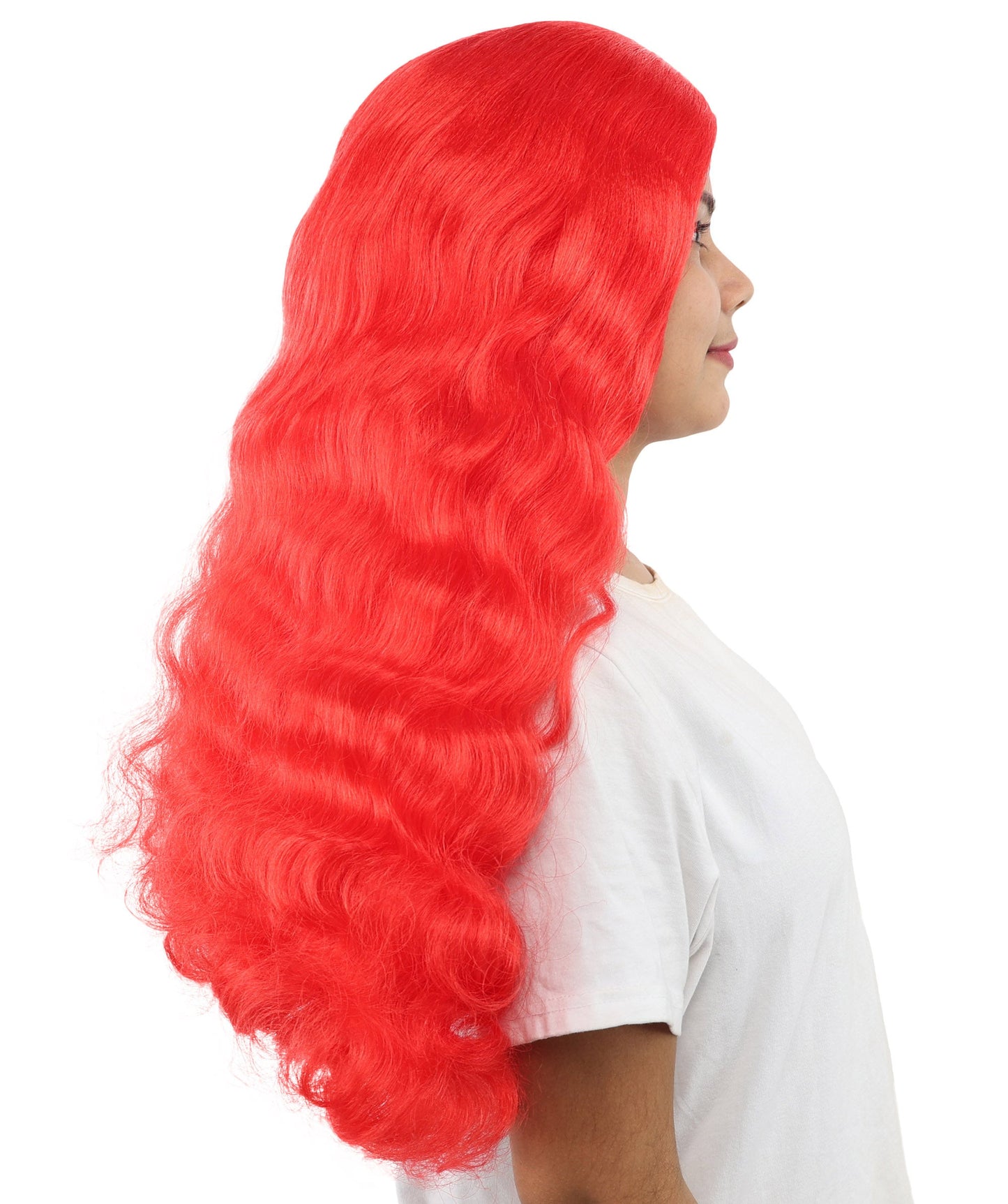 HPO Adult Women's Long Wavy Wig | Multiple Color Options | Center Parted Ginger Curls with Voluminous Ends, Heat Resistant Synthetic Fiber & Breathable Cap | Halloween, Teen Roleplay, Theater, Themed Party & Costume Events