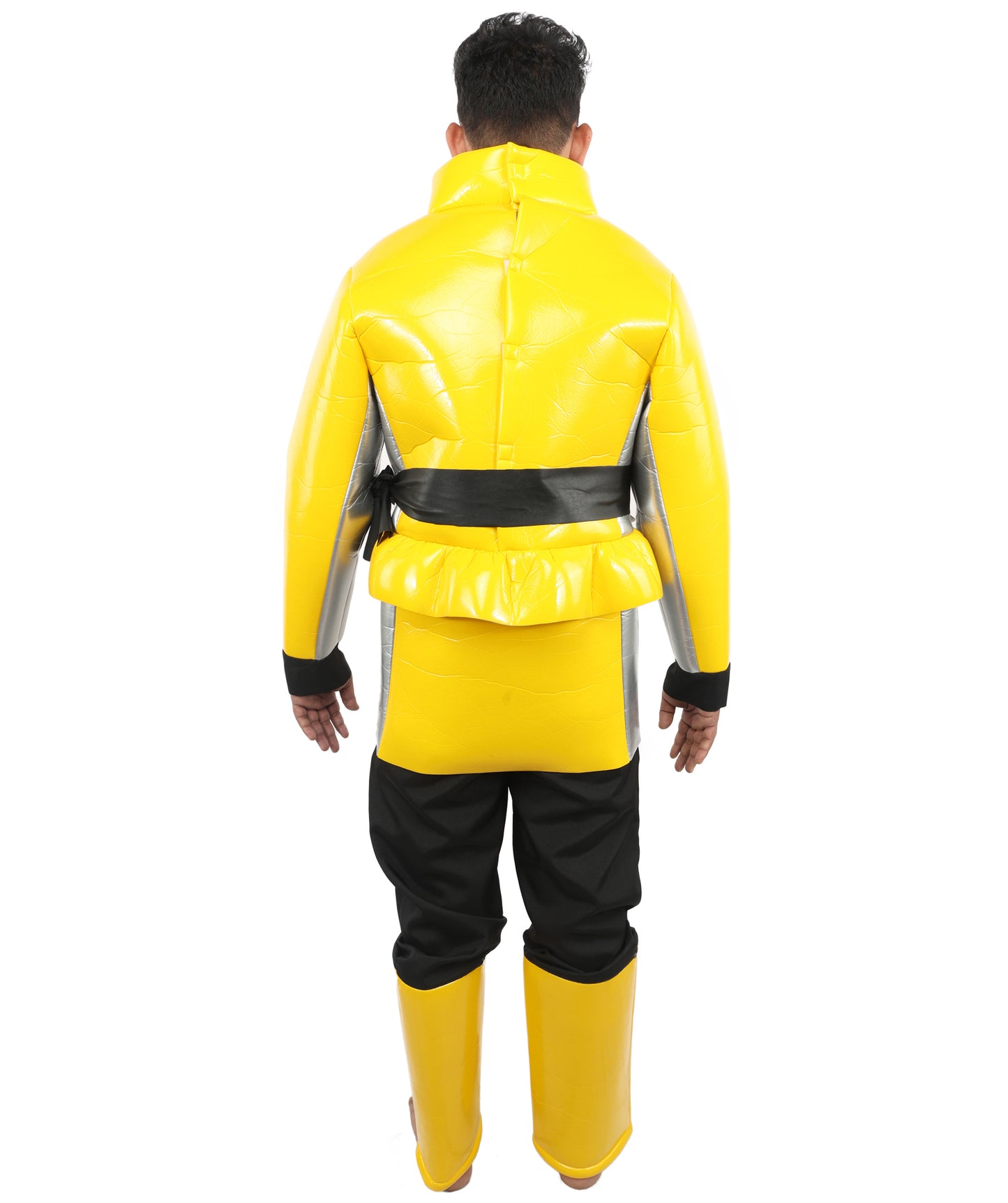 HPO Men's Hero Fighter Style Costume Jumpsuit | Yellow & Black Character Outfit for Dress Up Parties, Cosplay