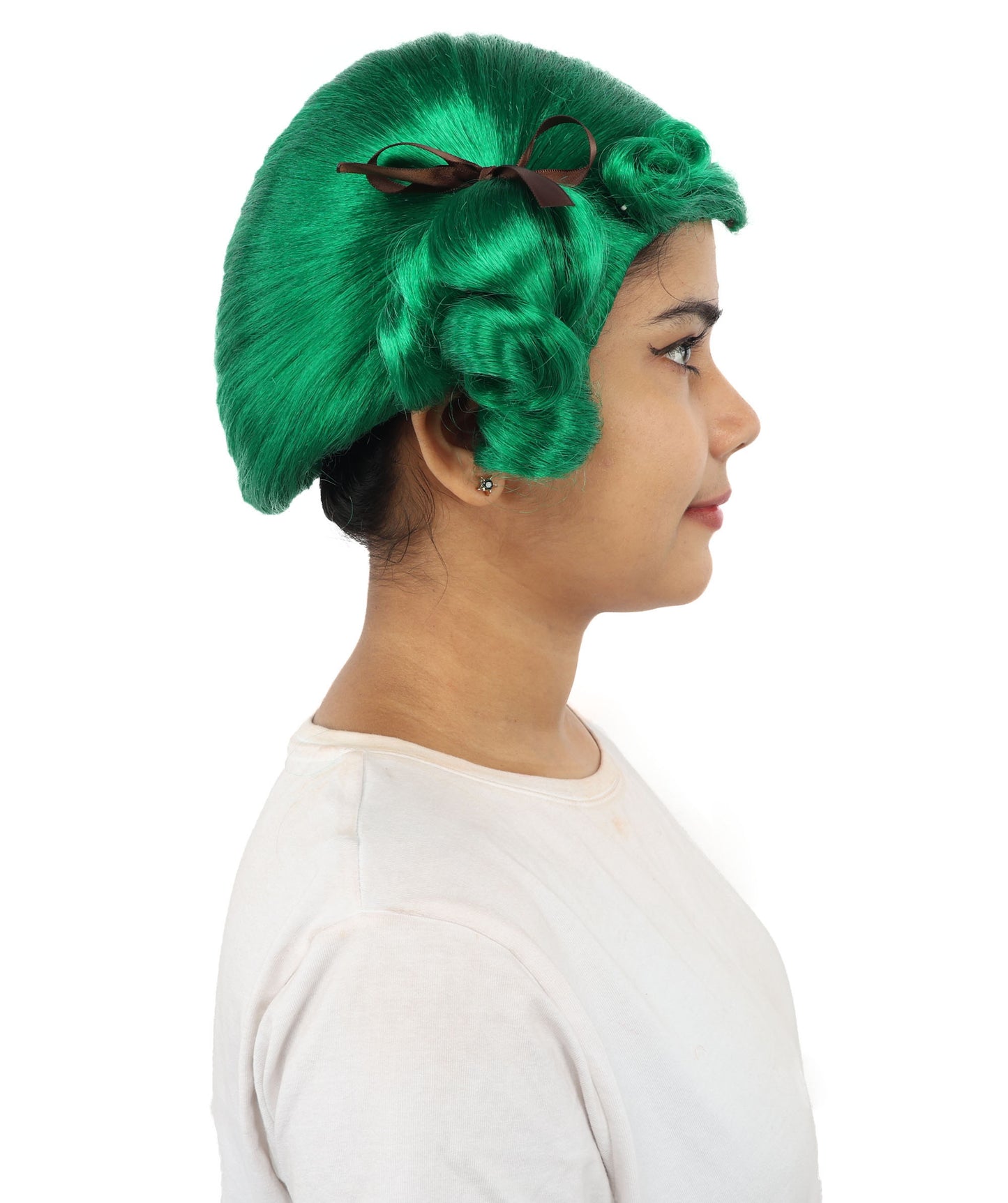 HPO Women's Golden White Mixed Curly Pigtail Wig | Messy Ringlet Twin Tails with Attached Fabric Ribbons, Synthetic Fiber & Breathable Cap | Halloween, Movie Character Roleplay, Costume Party & Theater