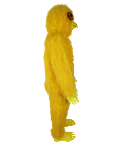 HPO Adult Unisex Yellow Big-Eyed Creature Fur Costume, Bundle With Mask Set | Full Body Fantasy Animal Suit for Halloween, Themed Events