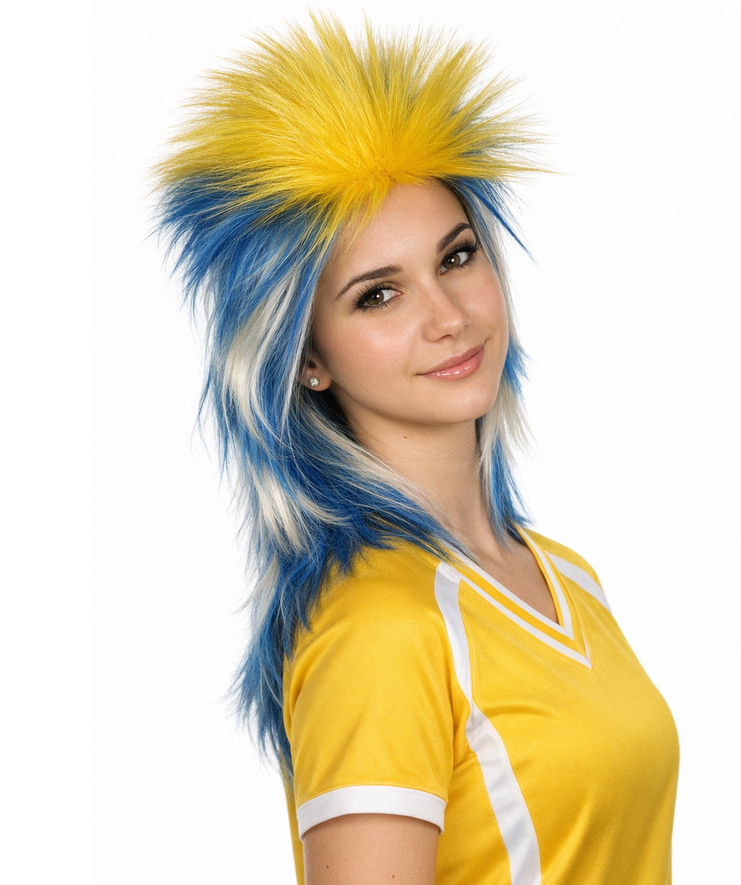Uruguay Flag Sports,80's Mullet Wig | Premium Breathable Capless Cap