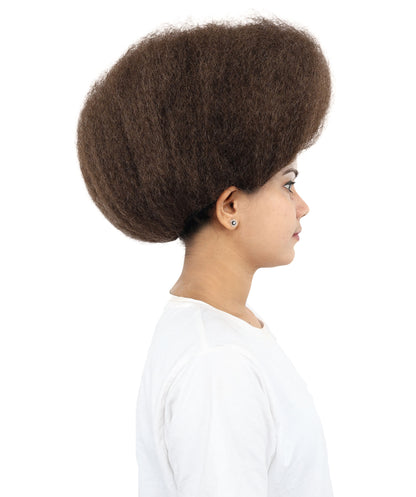 HPO Women's Afro Kinky Curly Wig in Brown | Short, Voluminous Synthetic Hair with Natural Texture |  For Halloween, and Daily Wear